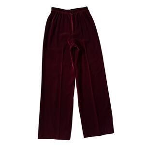 Vintage Anne Klein Velvet Pants Burgundy Whimsigoth Retro Academia Classic